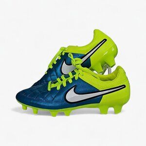 Nike Tiempo Womens 630547-400 Soccer Cleats Blue Neon Green Women's Size 7.5